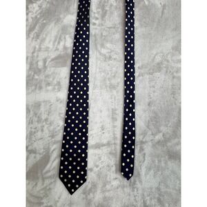 Brooks Brothers Silk Polka Dot Necktie Woven in England Navy Mens